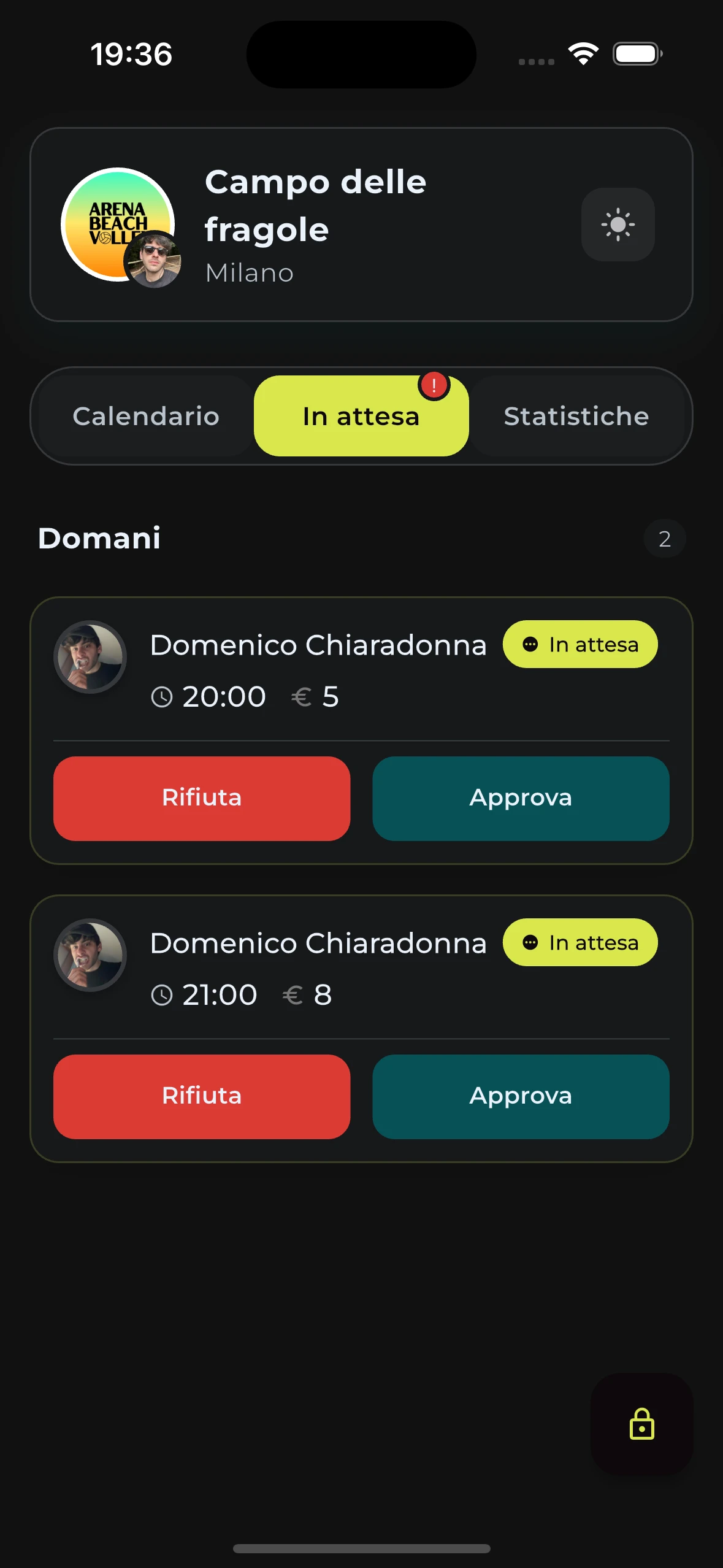 Approvazione richieste partita TenApp
